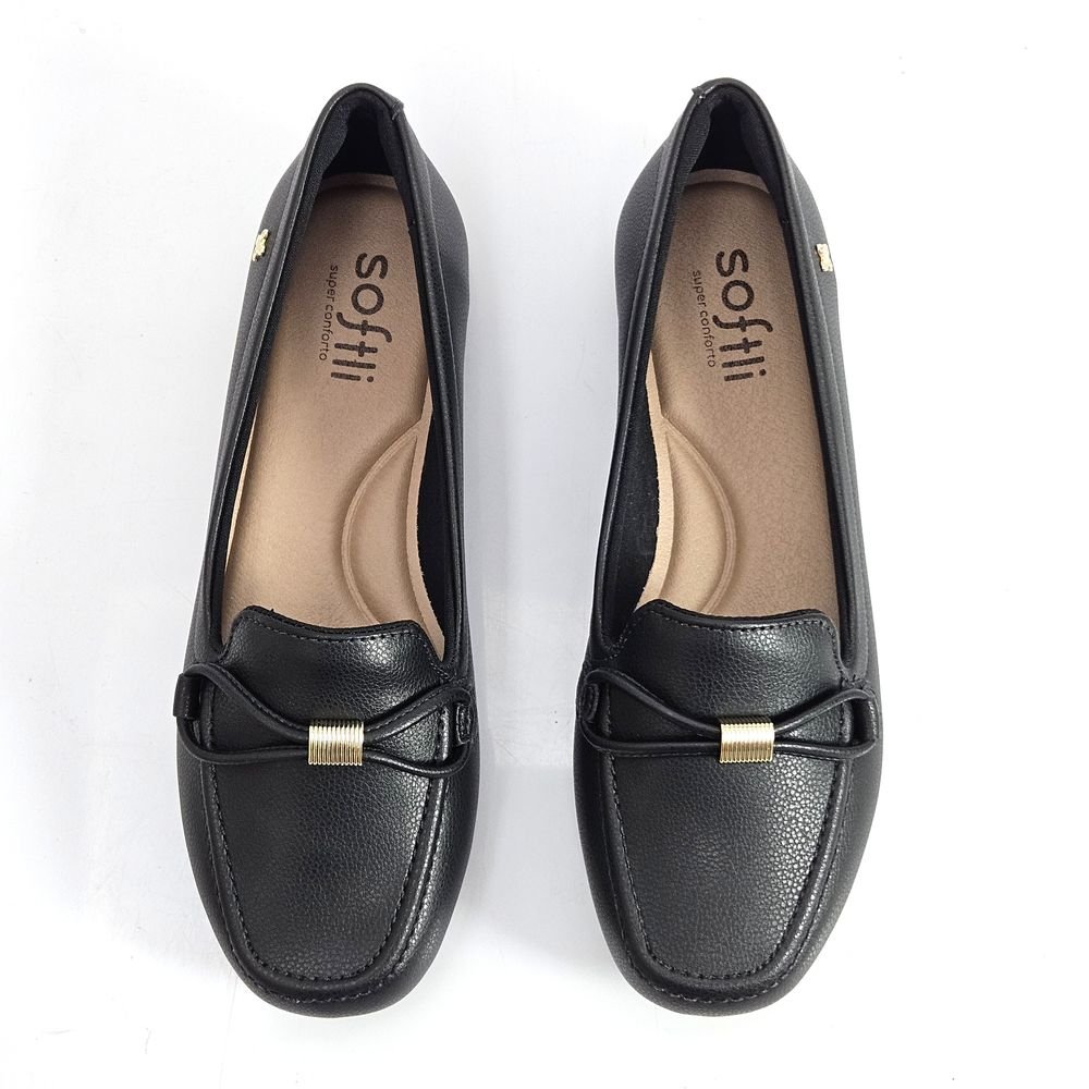 Sapato Mocassim Feminino Softli Conforto Com Detalhe Preto 2