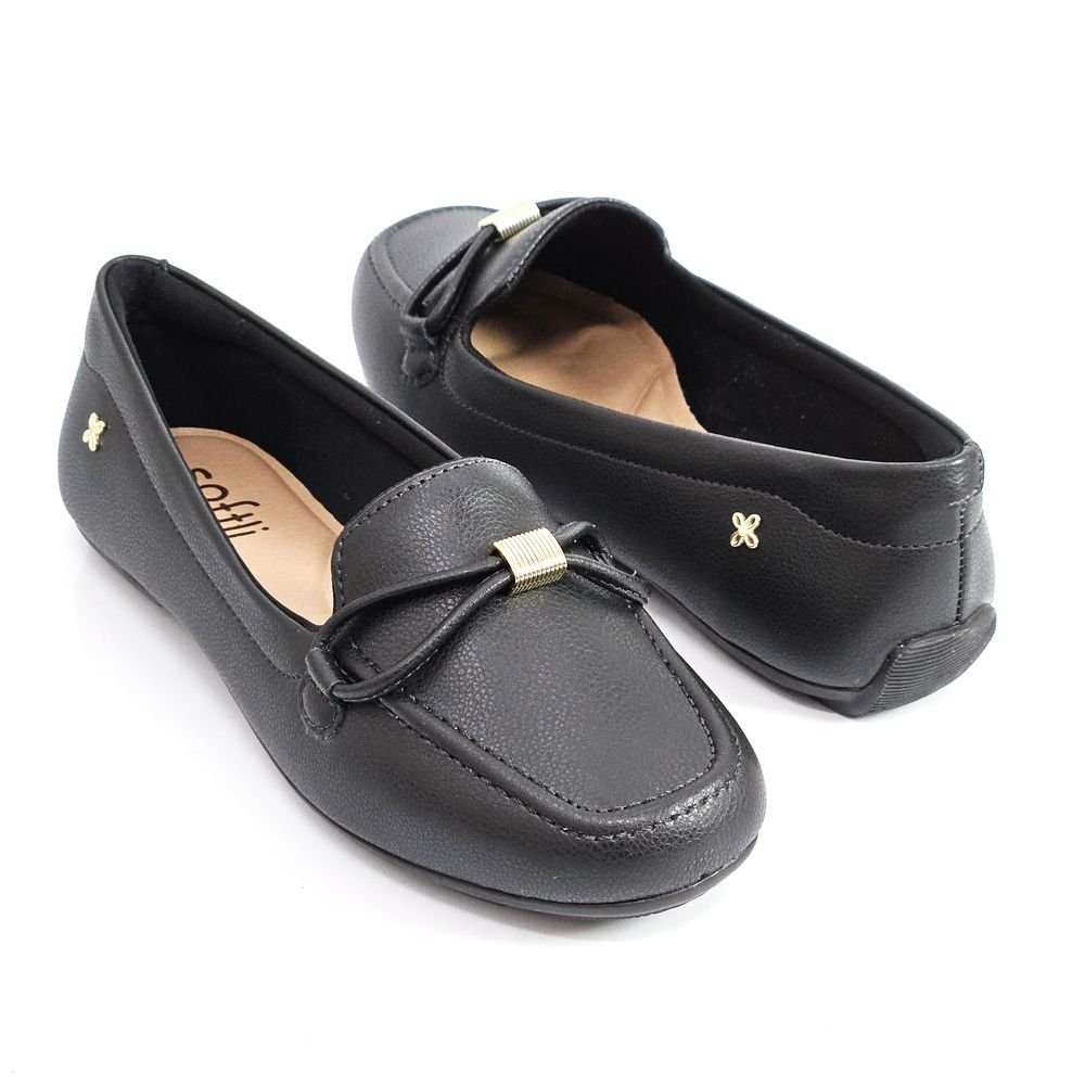 Sapato Mocassim Feminino Softli Conforto Com Detalhe Preto 3