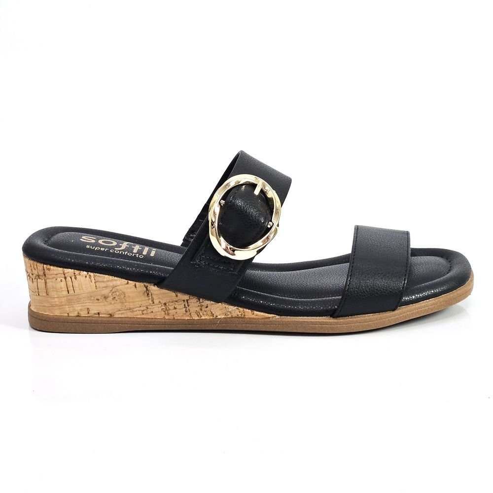 Tamanco Feminino Softli Conforto Anabela Duas Tiras