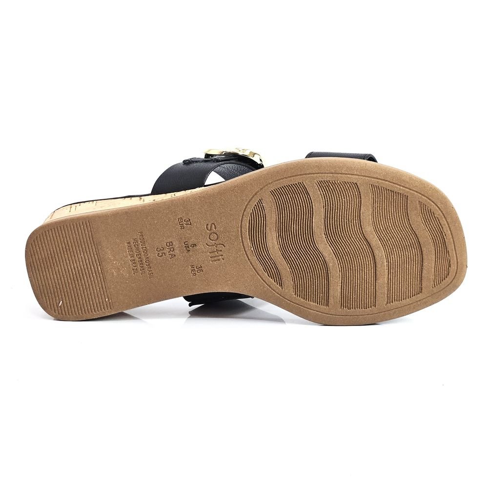 Tamanco Feminino Softli Conforto Anabela Duas Tiras Preto 4