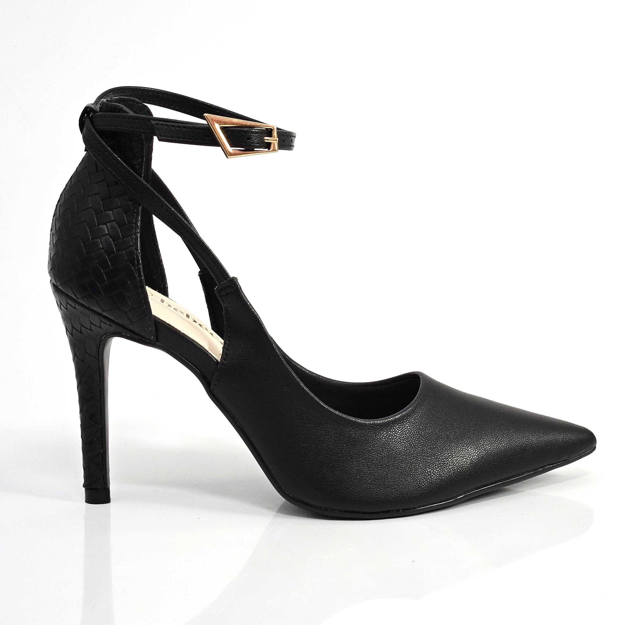 Scarpin Bebecê Bico Fino Salto Alto Tiras