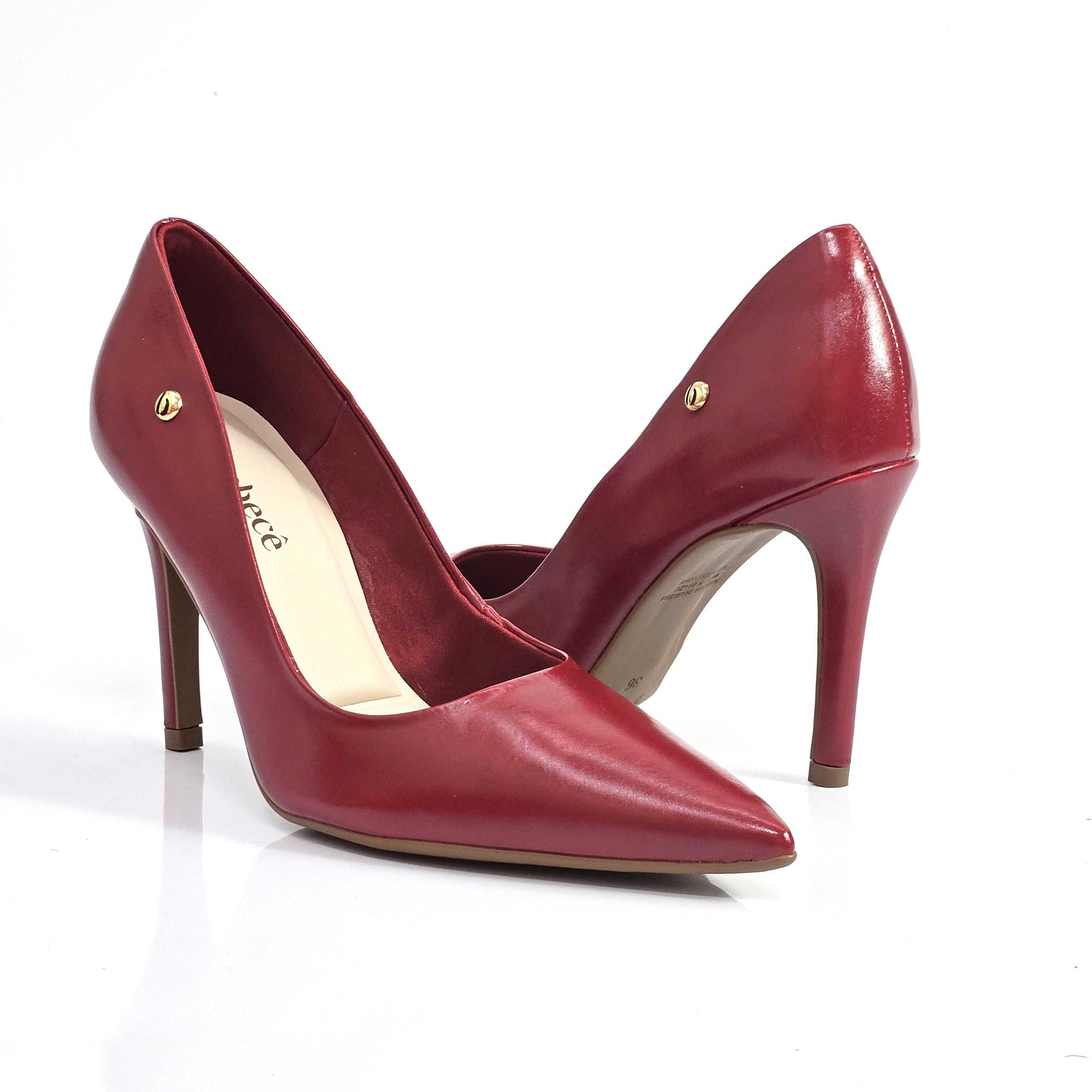 Sapato Feminino Scarpin Bebecê Salto Fino Alto Vermelho 3
