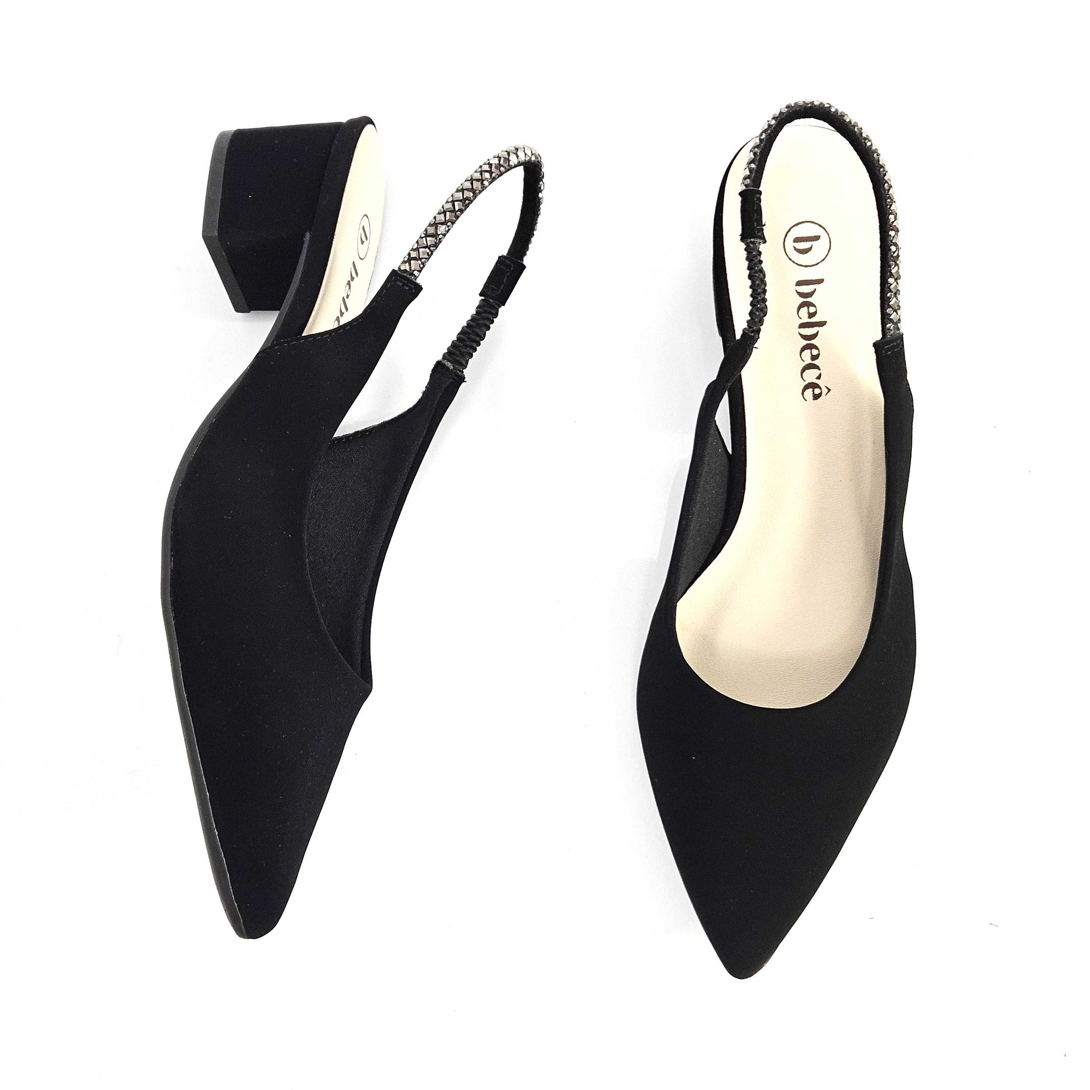 Sapato Feminino Bebecê Slingback Salto Baixo Preto 2