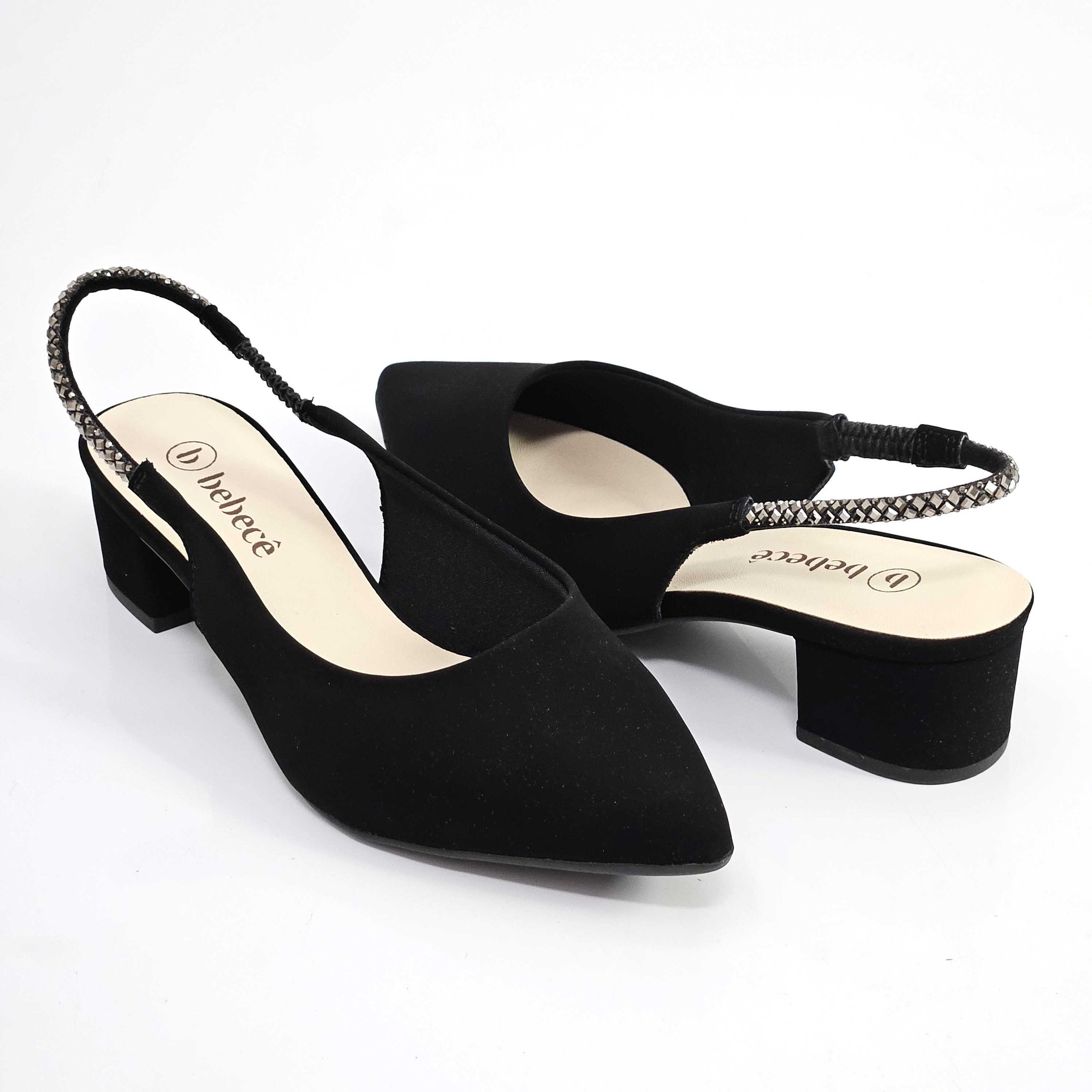 Sapato Feminino Bebecê Slingback Salto Baixo Preto 3
