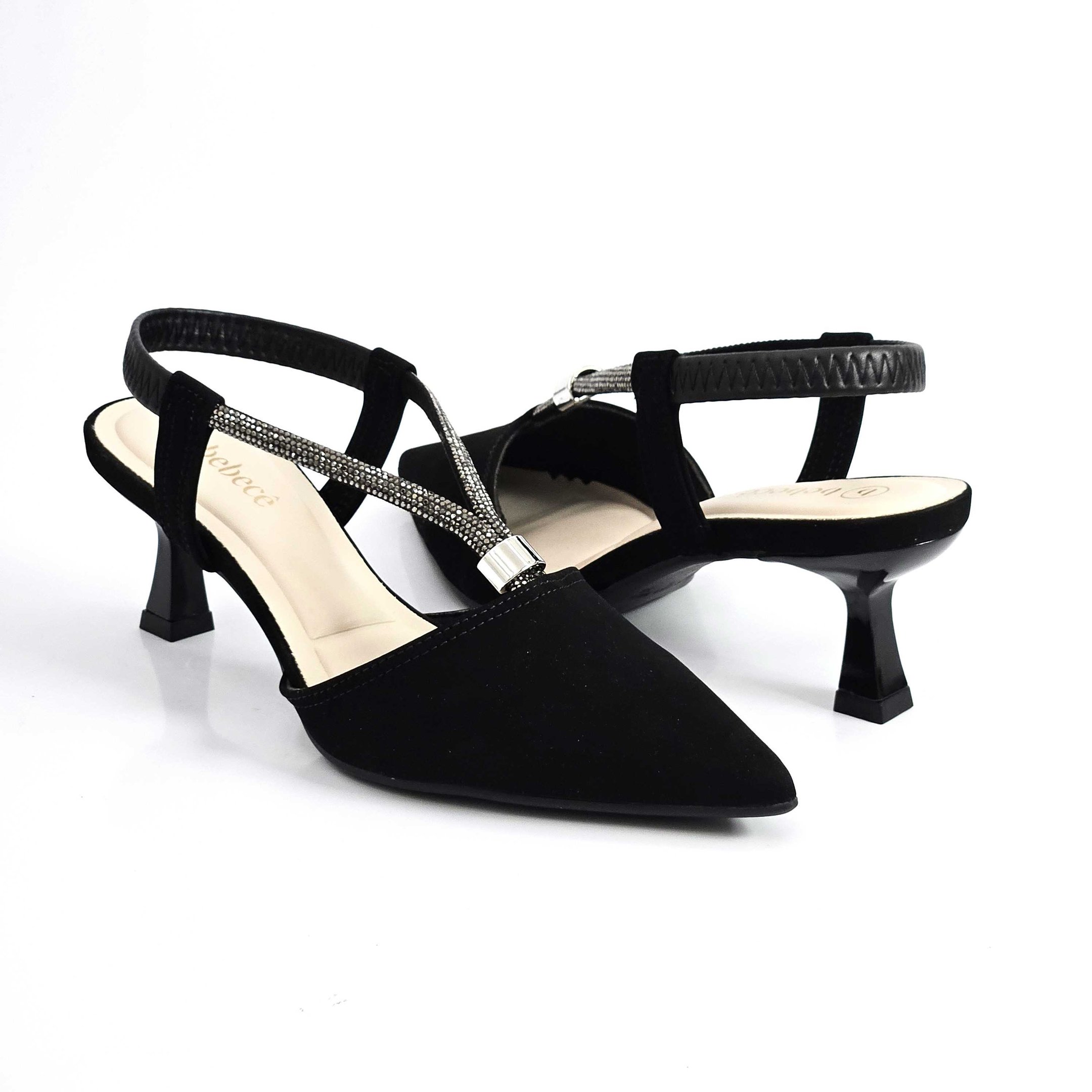 Sapato Feminino Bebecê Slingback Em Nobuck Preto 2