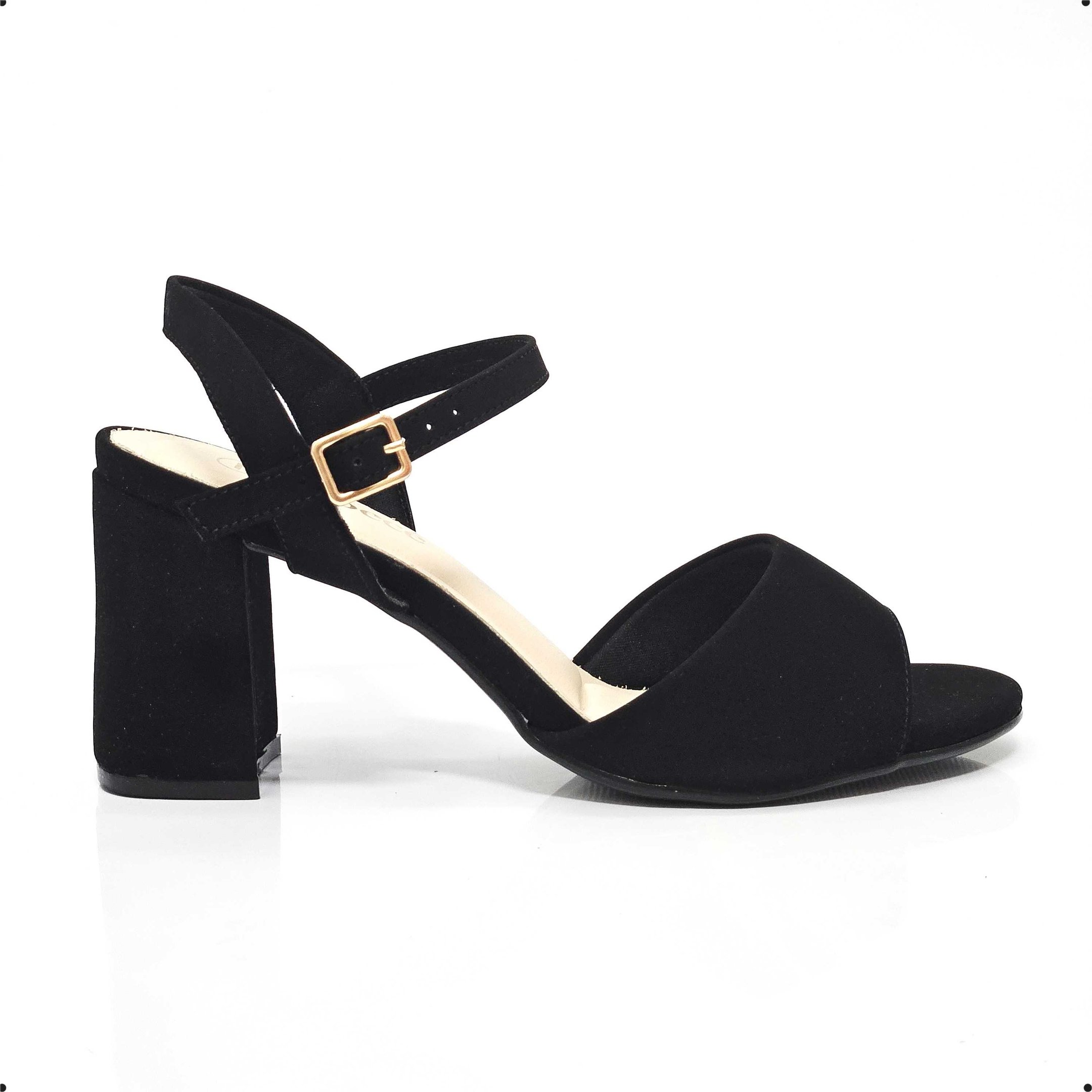 Sandália Bebecê Em Nobuck Salto Bloco Médio