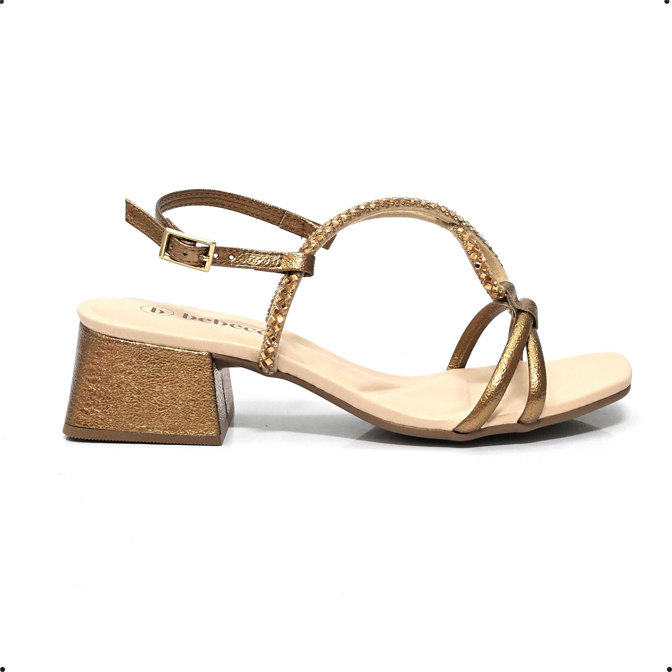 Sandália Feminina Bebecê Salto Baixo Brilho