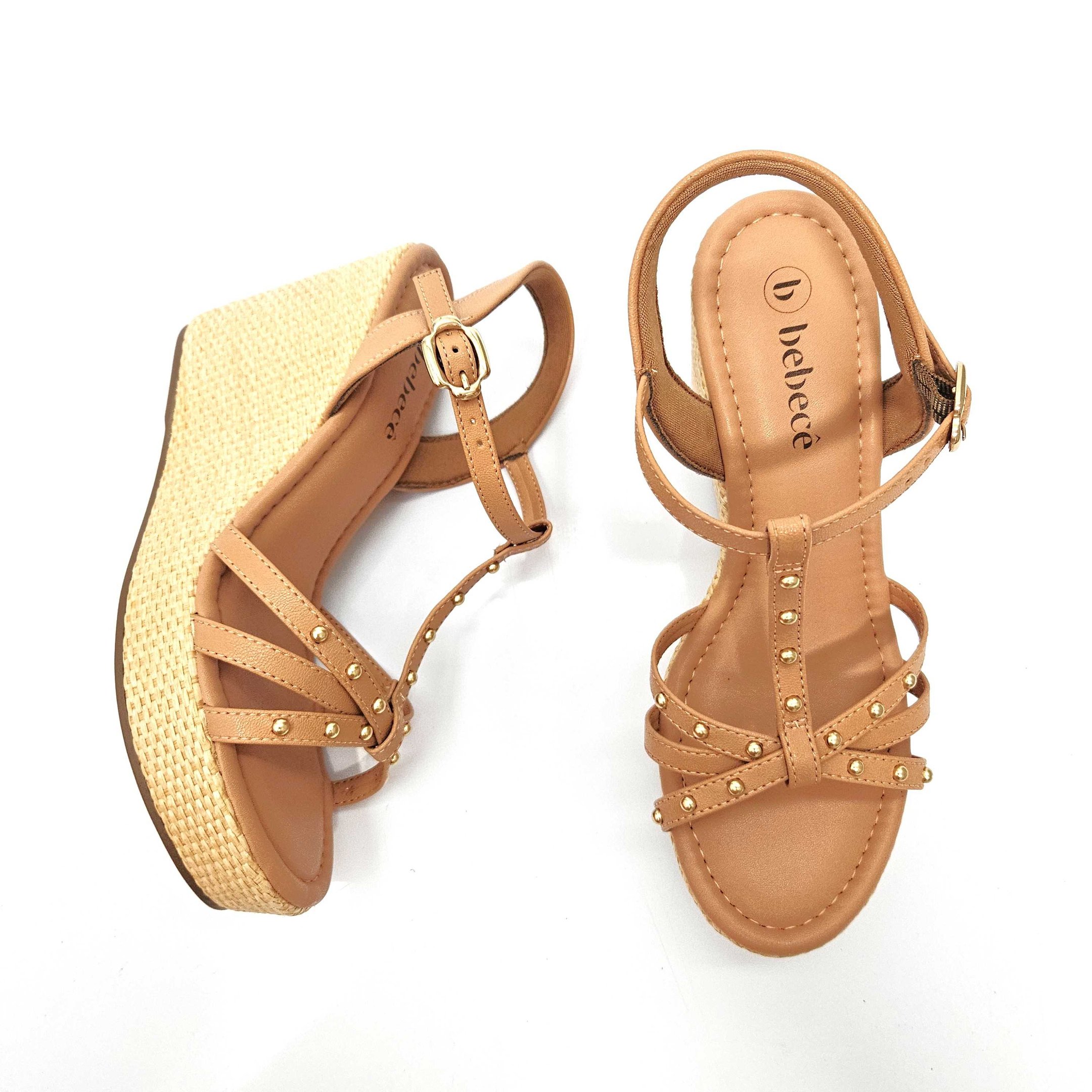 Sandália Feminina Bebecê Anabela Hotfix Bege 3