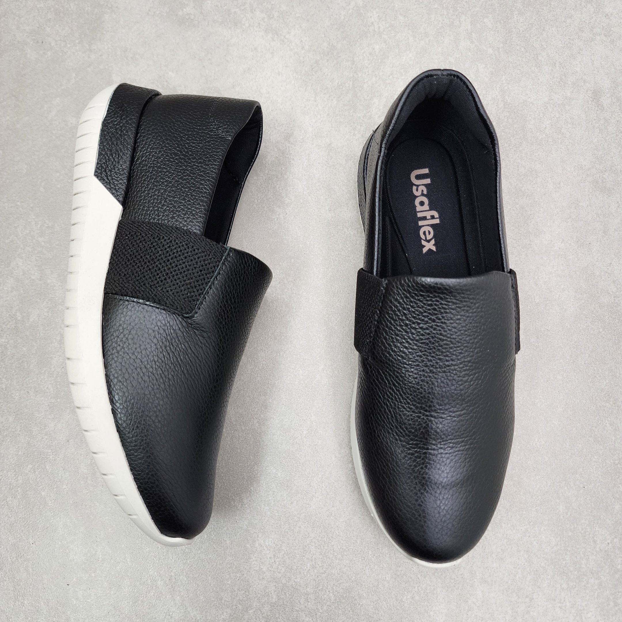 Tênis Usaflex Slip On Em Couro Preto 2