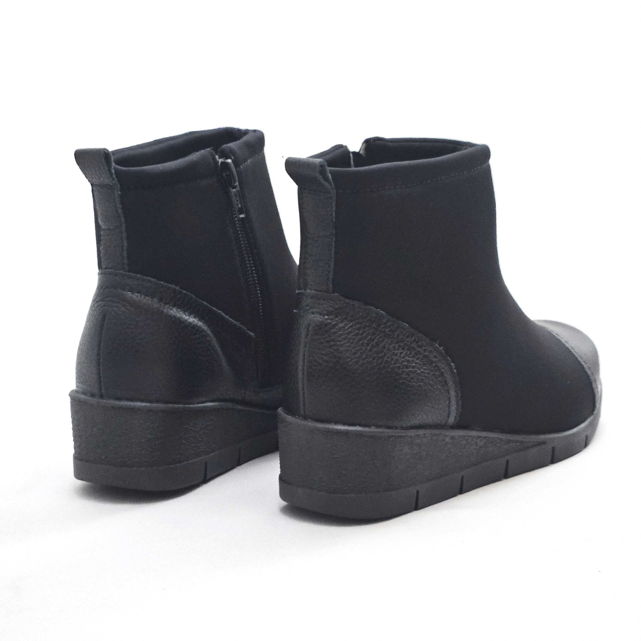 Bota Feminina Usaflex Cano Baixo Anabela Lycra Preto 3