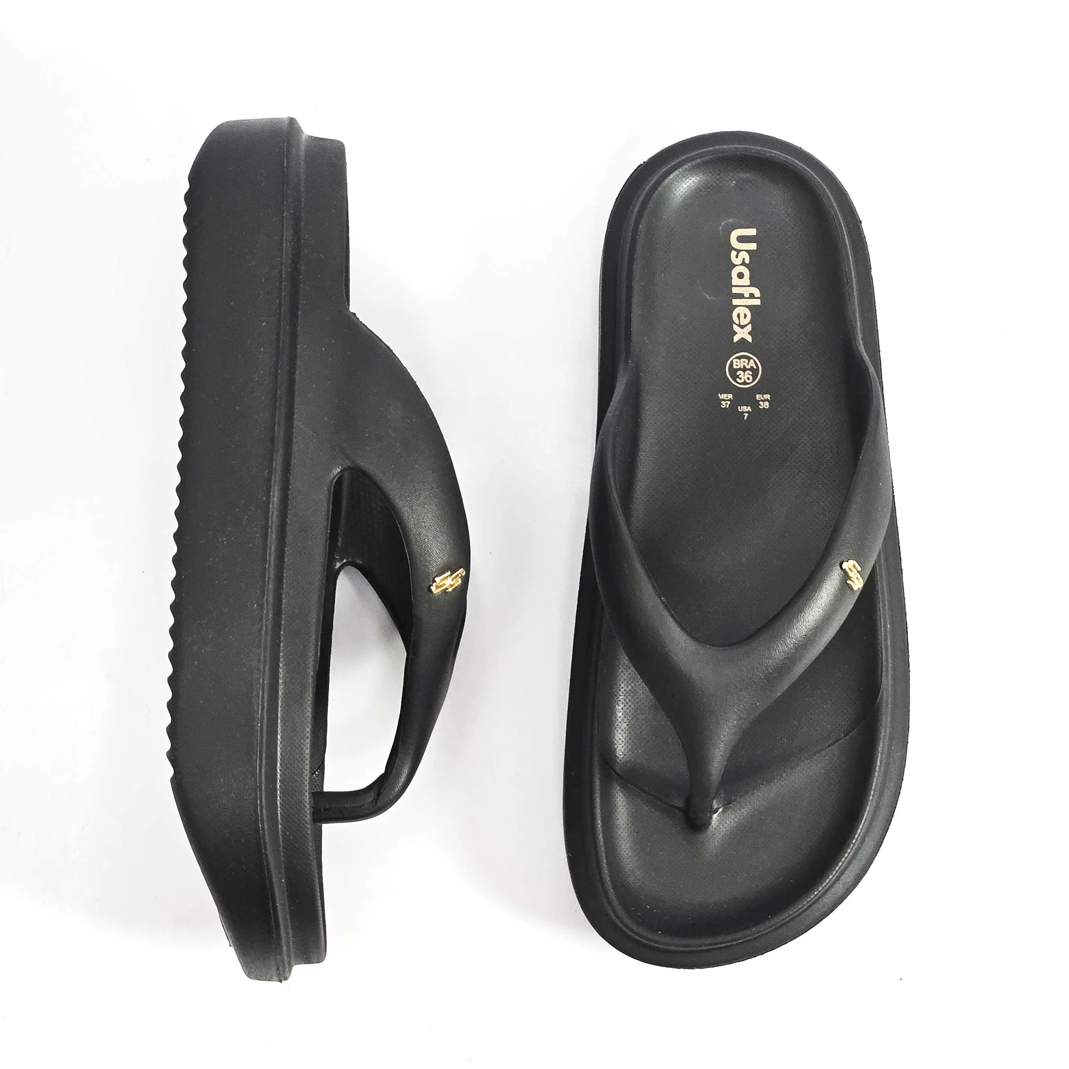 Tamanco Feminino Usaflex Poofy Plataforma Dedo Preto 2