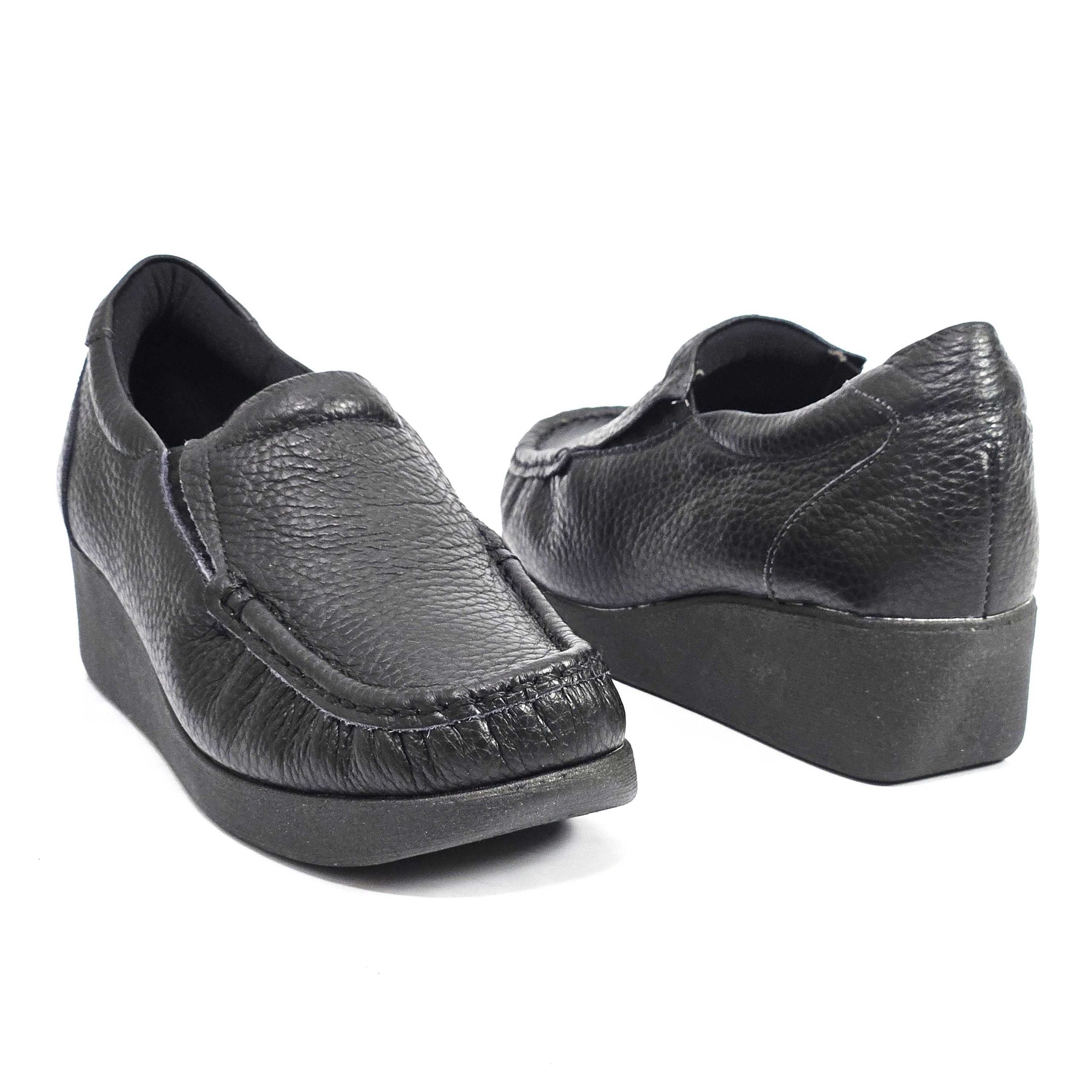 Tênis Feminino Usaflex Salto Anabela Em Couro Preto 3