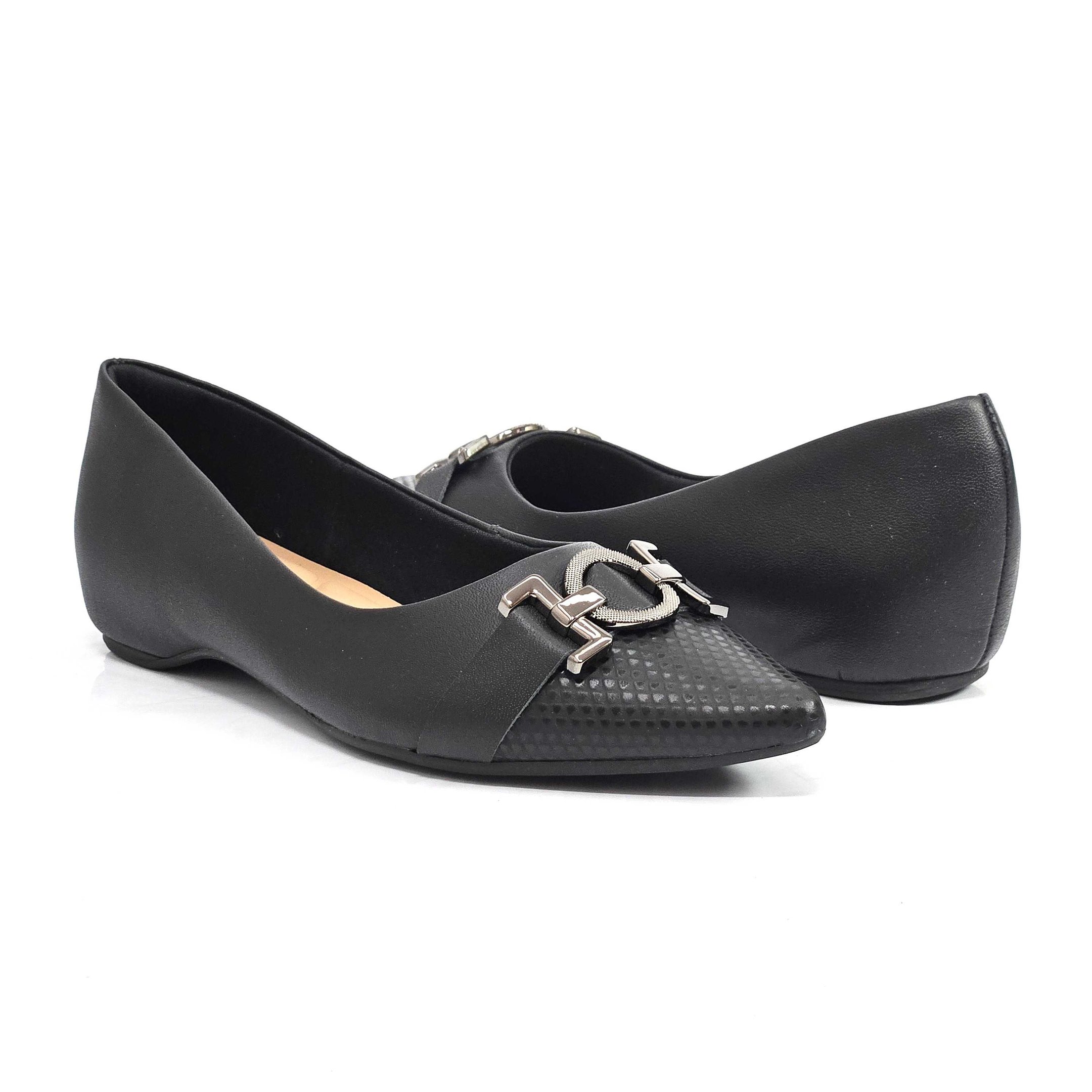 Sapatilha Feminina Usaflex Salto Embutido Bico Fino Preto 3