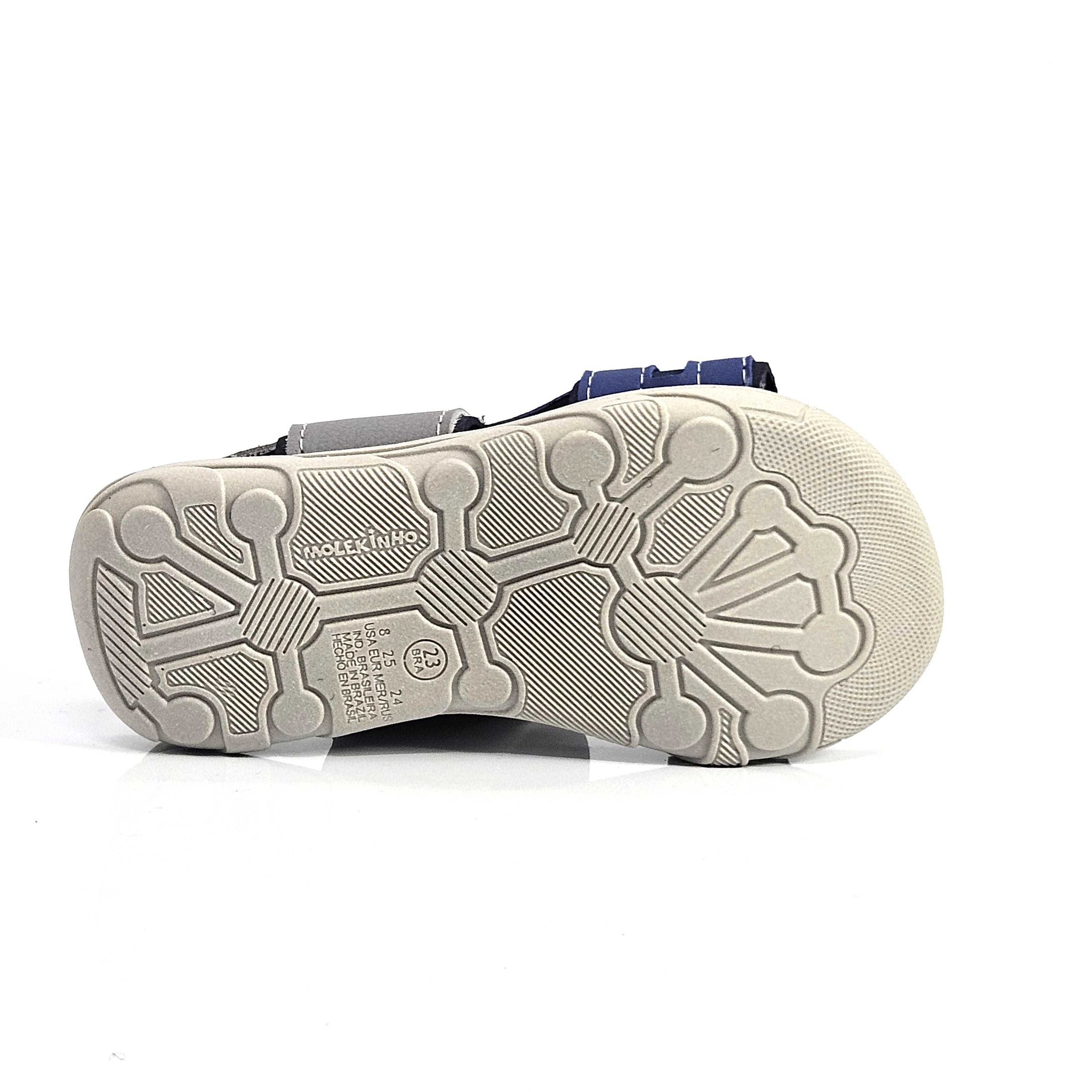 Sandália Casual Papete Infantil Menino Molekinho Cinza/Azul 4
