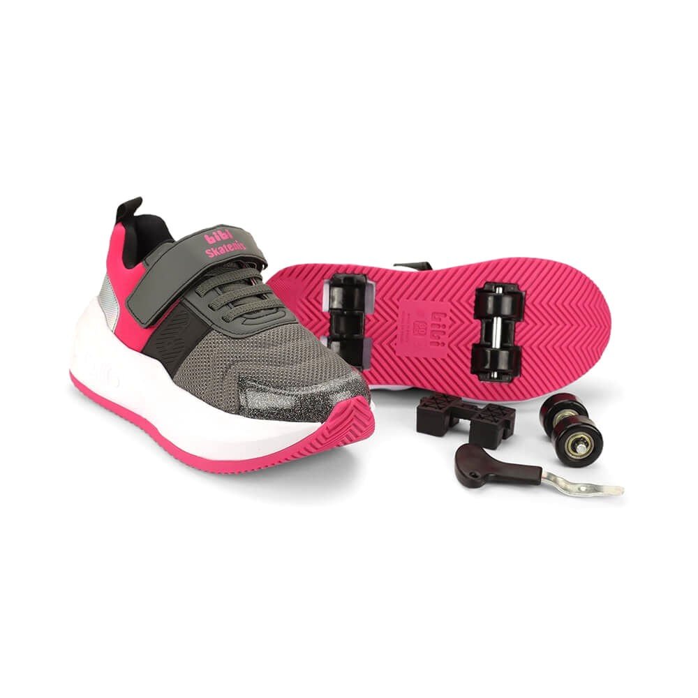Tênis Menina Infantil Bibi Skatenis Com Rodinhas Preto/Rosa 2