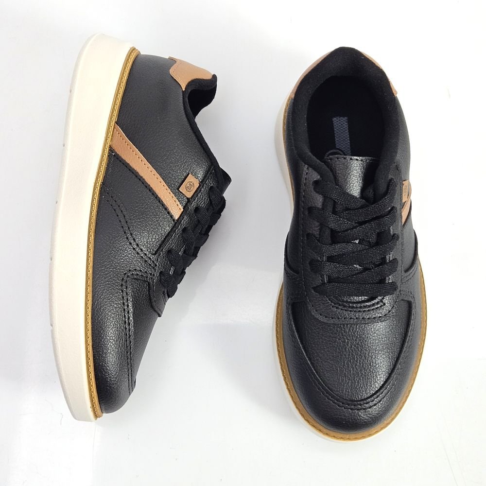 Tênis Infantil Menino Molekinho Casual Cadarço Preto/Bege 2
