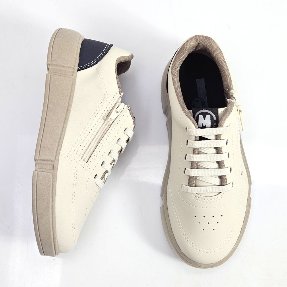 Tênis Infantil Menino Molekinho Elástico Zíper Off White 2