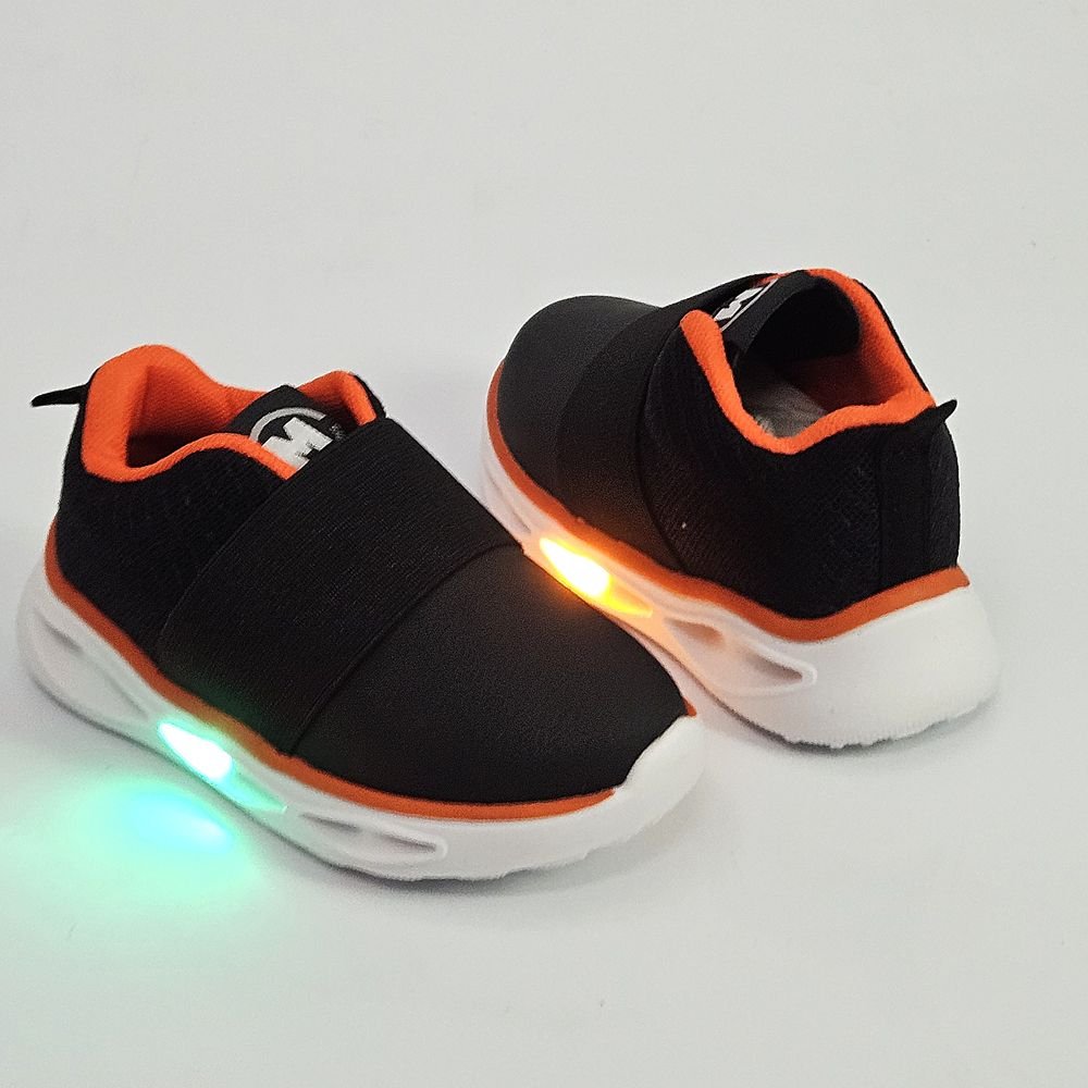 Tênis Infantil Menino Molekinho Slip on Com LED Preto/Laranja 2