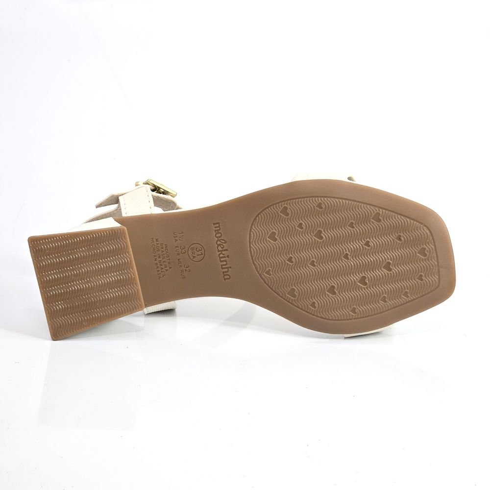 Sandália Infantil Menina Molekinha Salto Bloco Fivela Off White 4