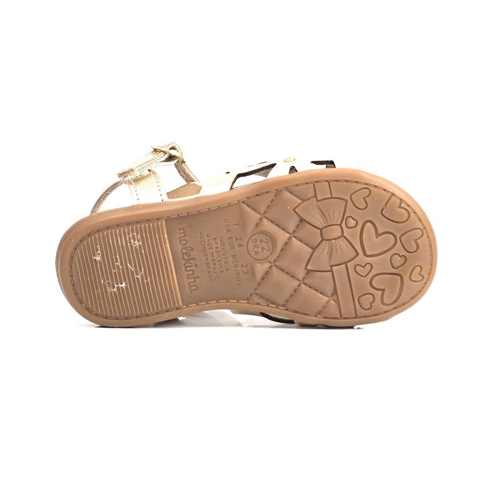 Sandália Infantil Menina Molekinha Baby Laser Fivela Dourado 4
