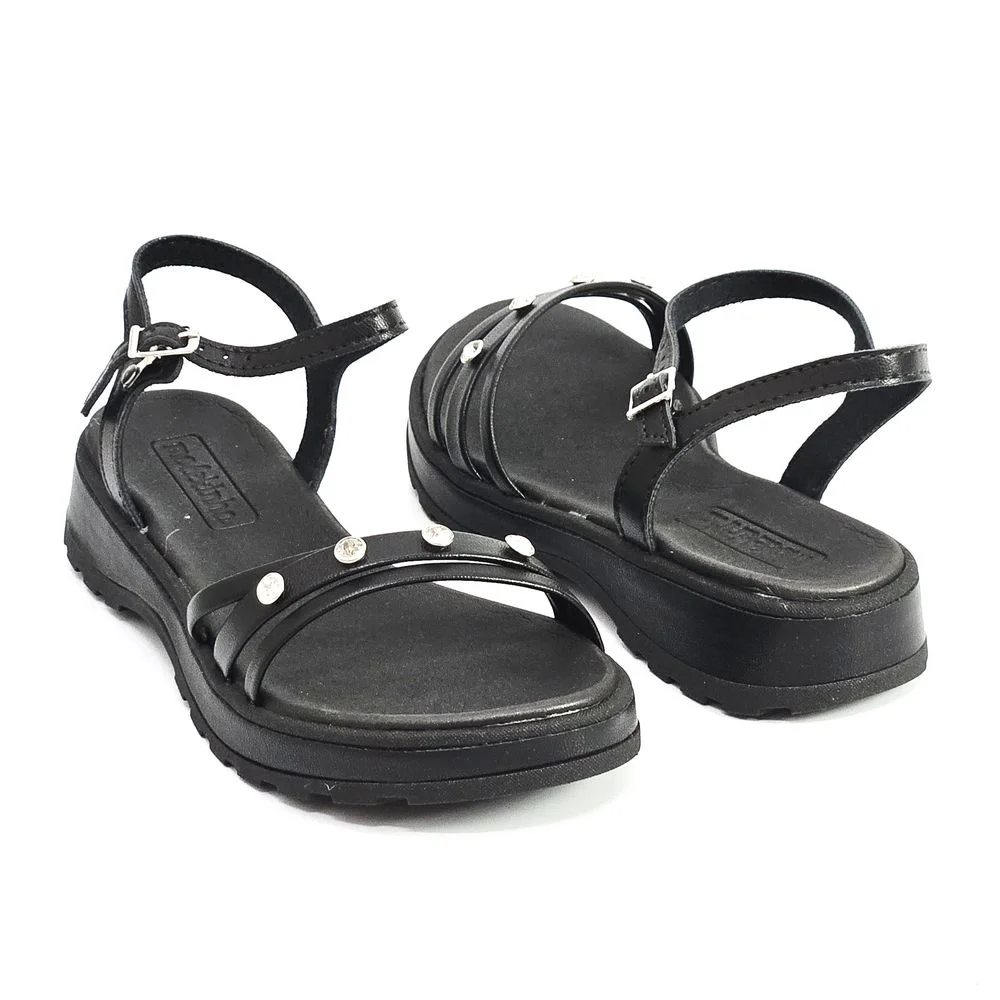 Sandália Infantil Menina Molekinha Flat Hotfix Preto 2