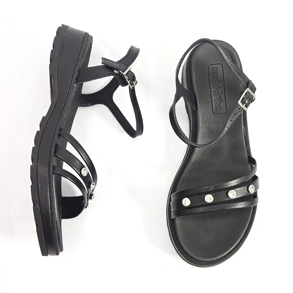 Sandália Infantil Menina Molekinha Flat Hotfix Preto 3