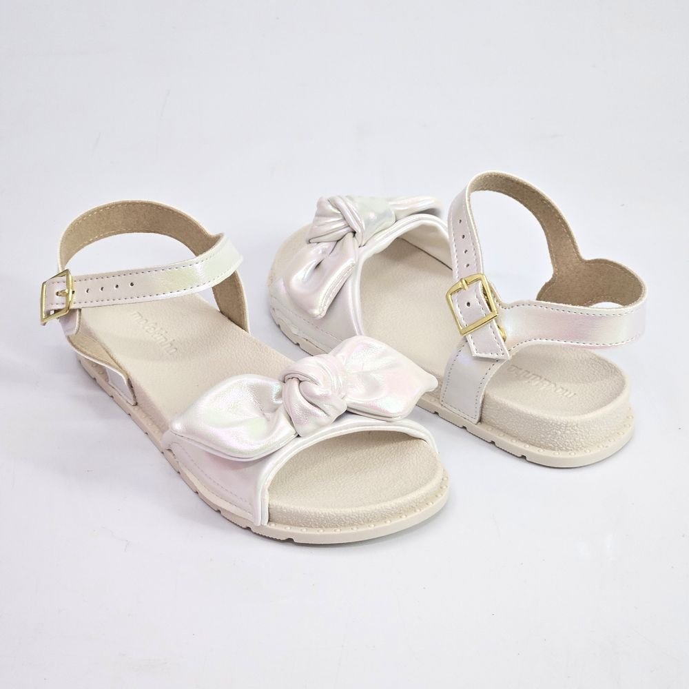 Sandália Infantil Menina Molekinha Holográfico Laço Branco 3