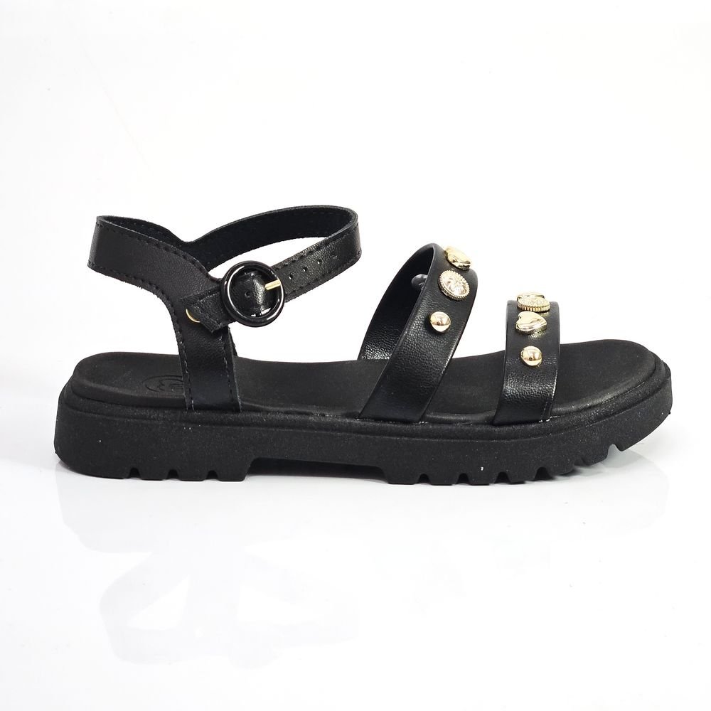 Sandália Infantil Menina Molekinha Tratorada Flat Apliques