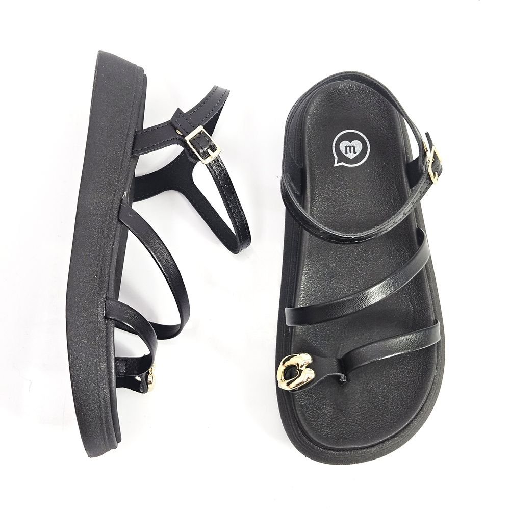 Sandália Infantil Menina Molekinha Flat Dedo Preto 2
