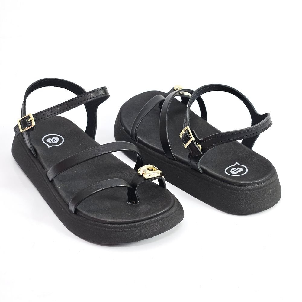 Sandália Infantil Menina Molekinha Flat Dedo Preto 3