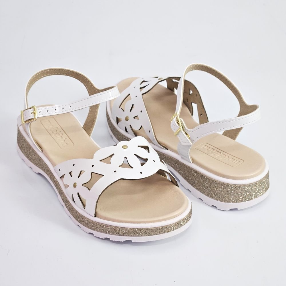 Sandália Infantil Menina Molekinha Glitter Laser Branco 3