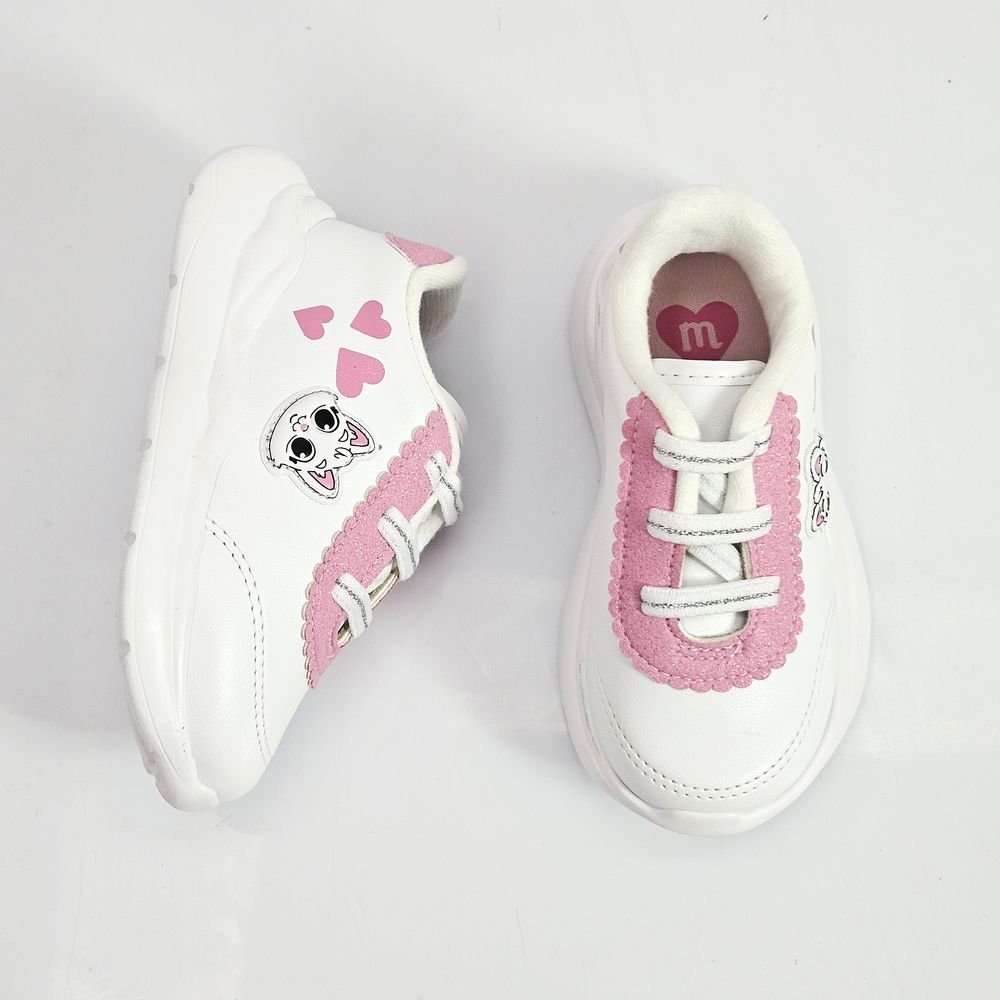 Tênis Infantil Menina Molekinha Baby Elástico Gatinha Branco 2
