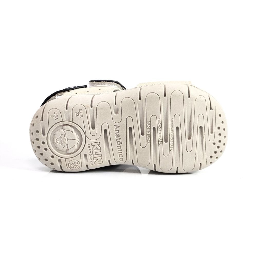 Sandália Infantil Menino Klin Baby Papete Tic Tac Casual Linho/Azul Marinho 4