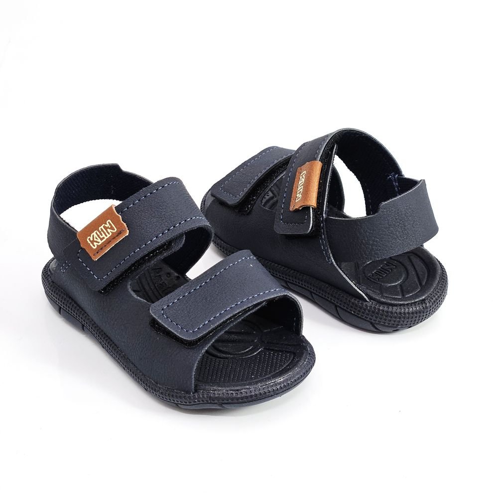 Sandália Infantil Menino Klin Baby Papete Casual Tic Tac Azul Marinho/Caramelo 3