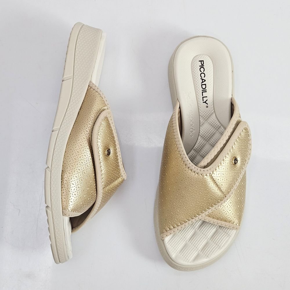 Tamanco Gaspea Piccadilly Joanete Esporão Confortável Dourado 2