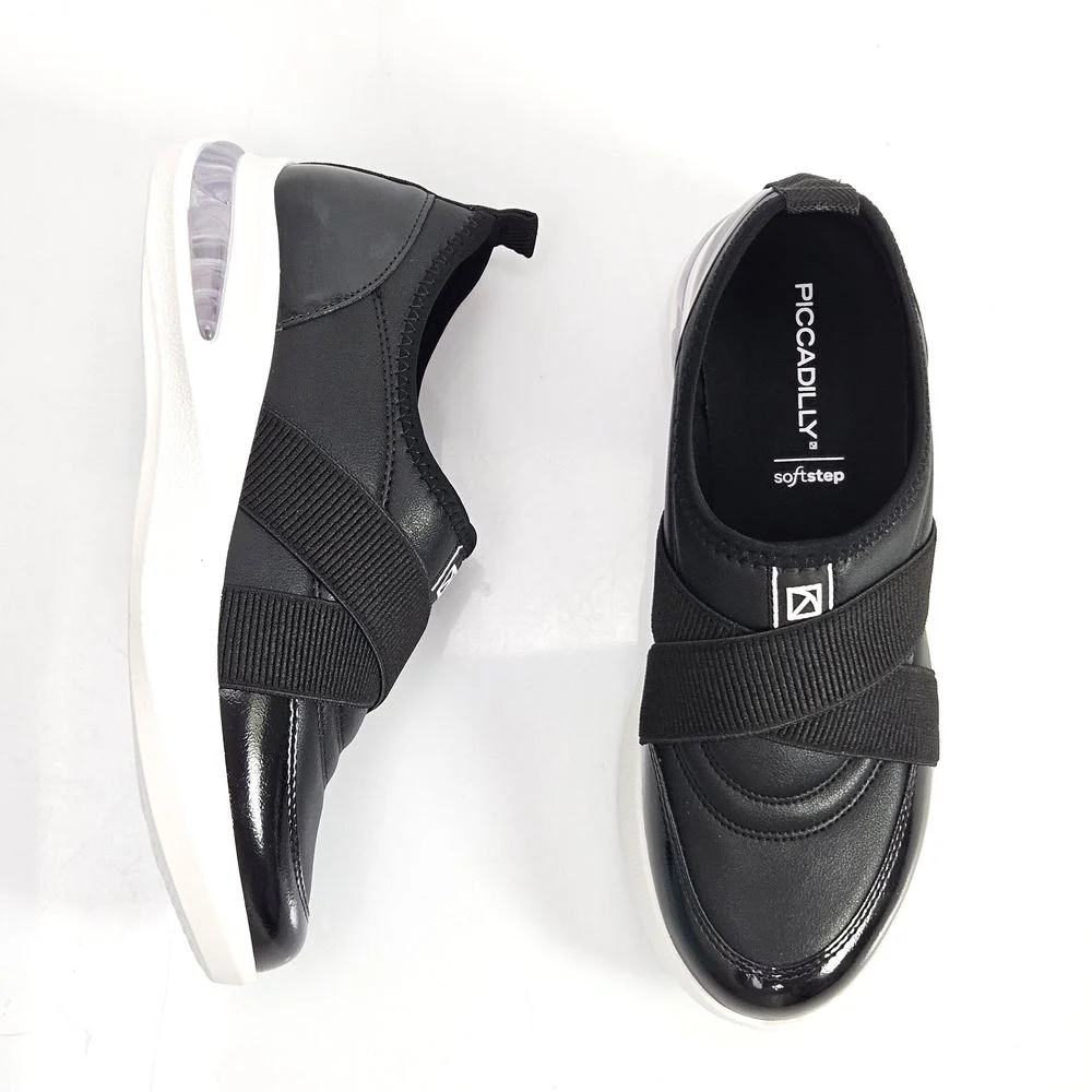 Tênis Feminino Piccadilly Slip On Com Amortecedor Preto 2