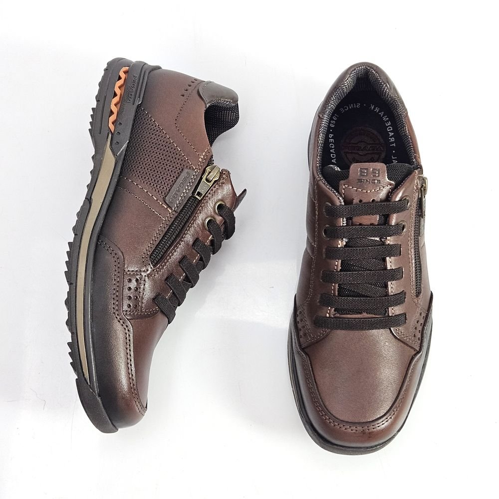 Sapatênis Masculino Pegada Em Couro Elástico Zíper Pinhão 2