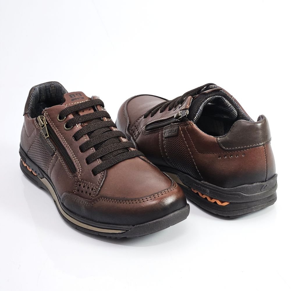 Sapatênis Masculino Pegada Em Couro Elástico Zíper Pinhão 3