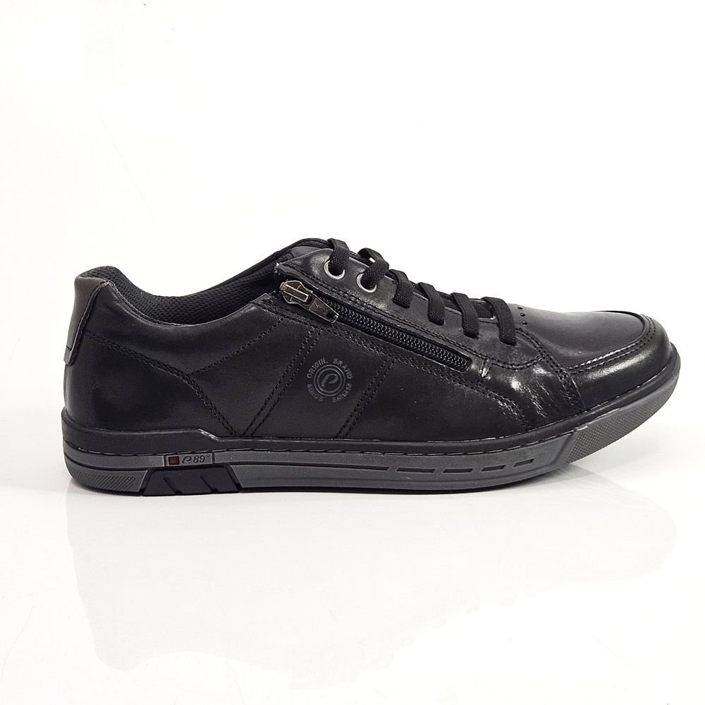 Sapatênis Masculino Pegada Em Couro Elástico Zíper