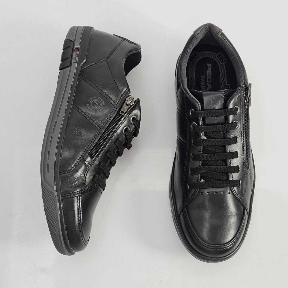 Sapatênis Masculino Pegada Em Couro Elástico Zíper Preto 2