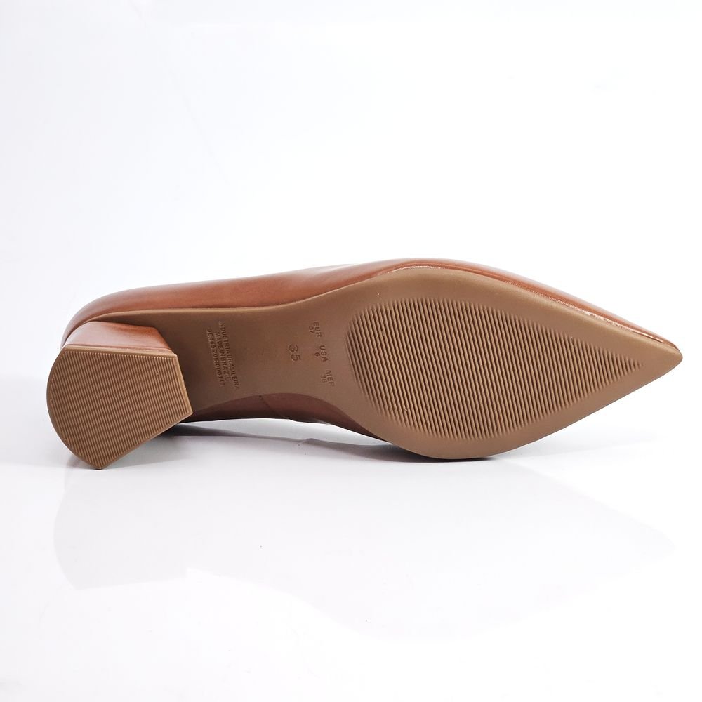Sapato Scarpin Feminino Salto Bloco Médio Marrom 4