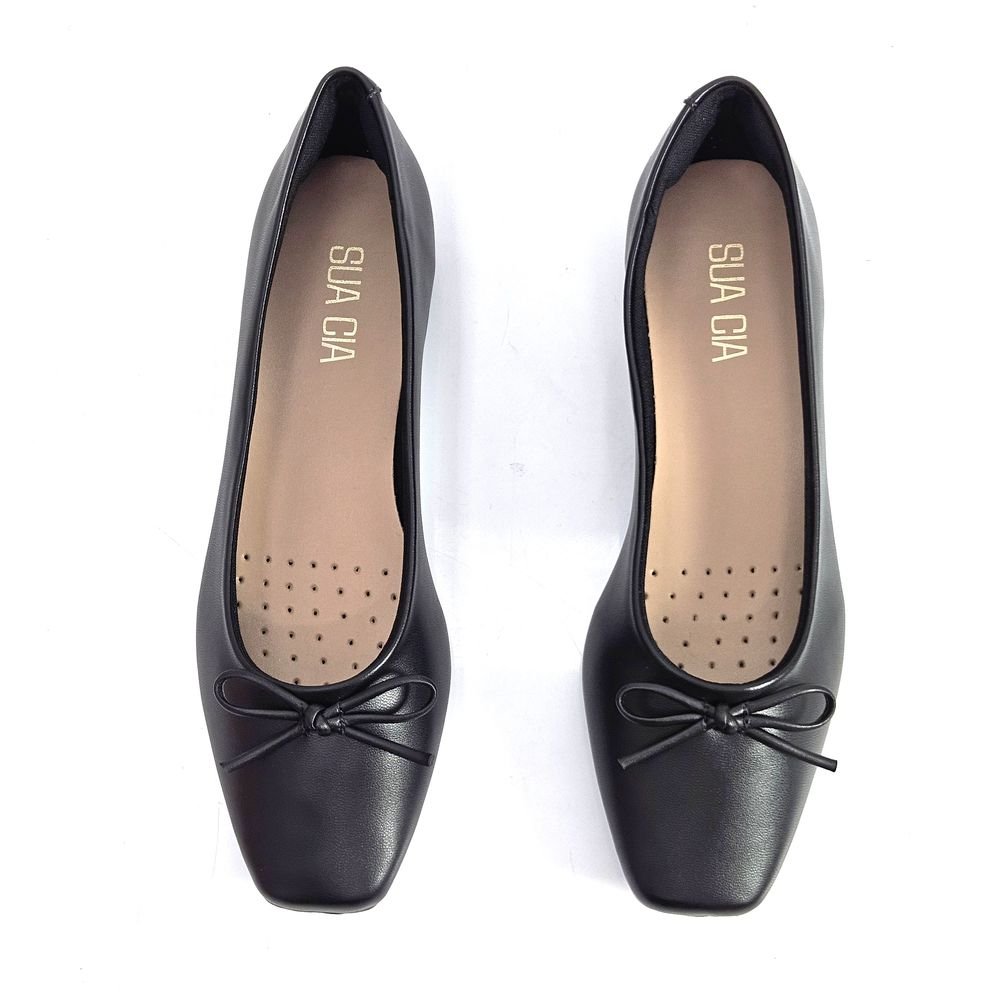 Sapatilha Feminina Sua Cia Bico Quadrado com Laço Preto 2