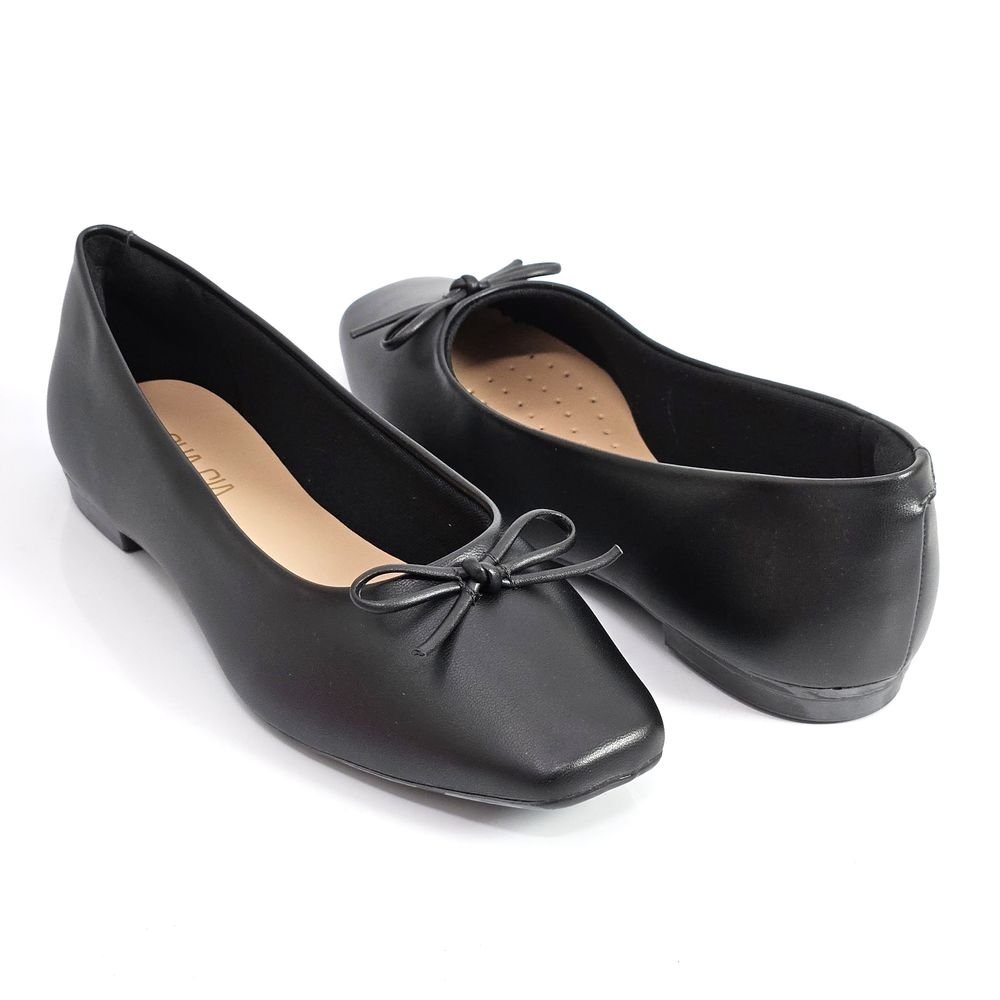 Sapatilha Feminina Sua Cia Bico Quadrado com Laço Preto 3