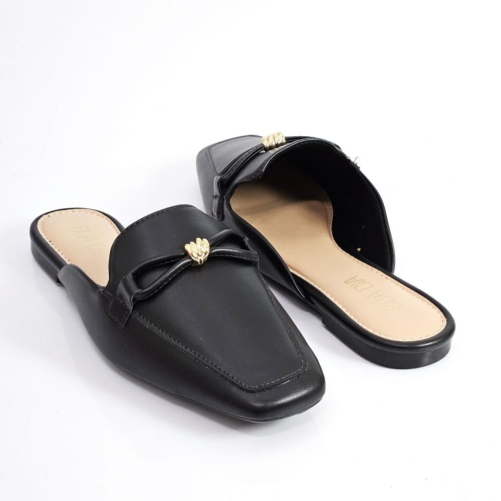 Mule Feminino Sua Cia Bico Quadrado Laço Preto 3