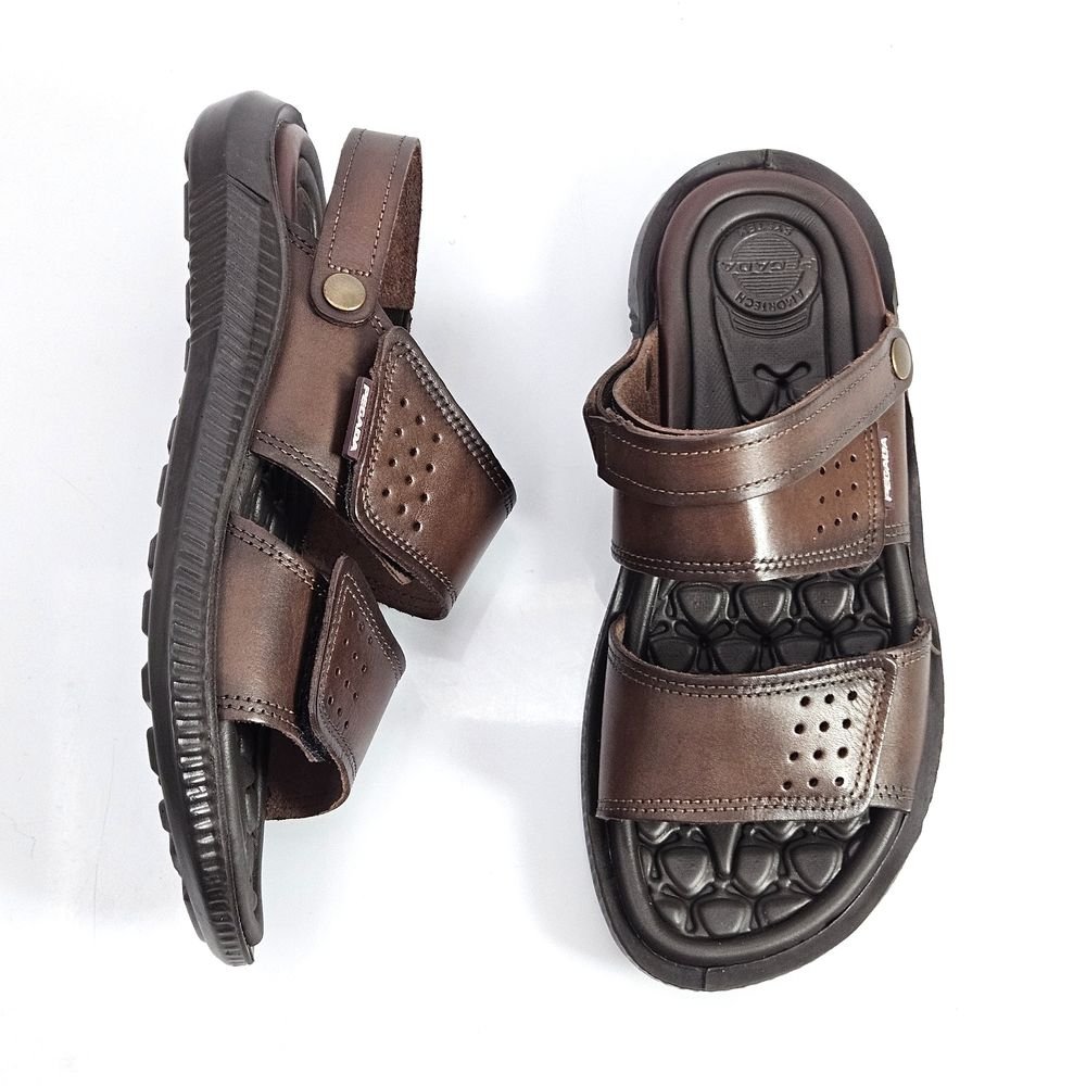 Sandália Papete Masculina Pegada 2 em 1 Couro Pinhão 2