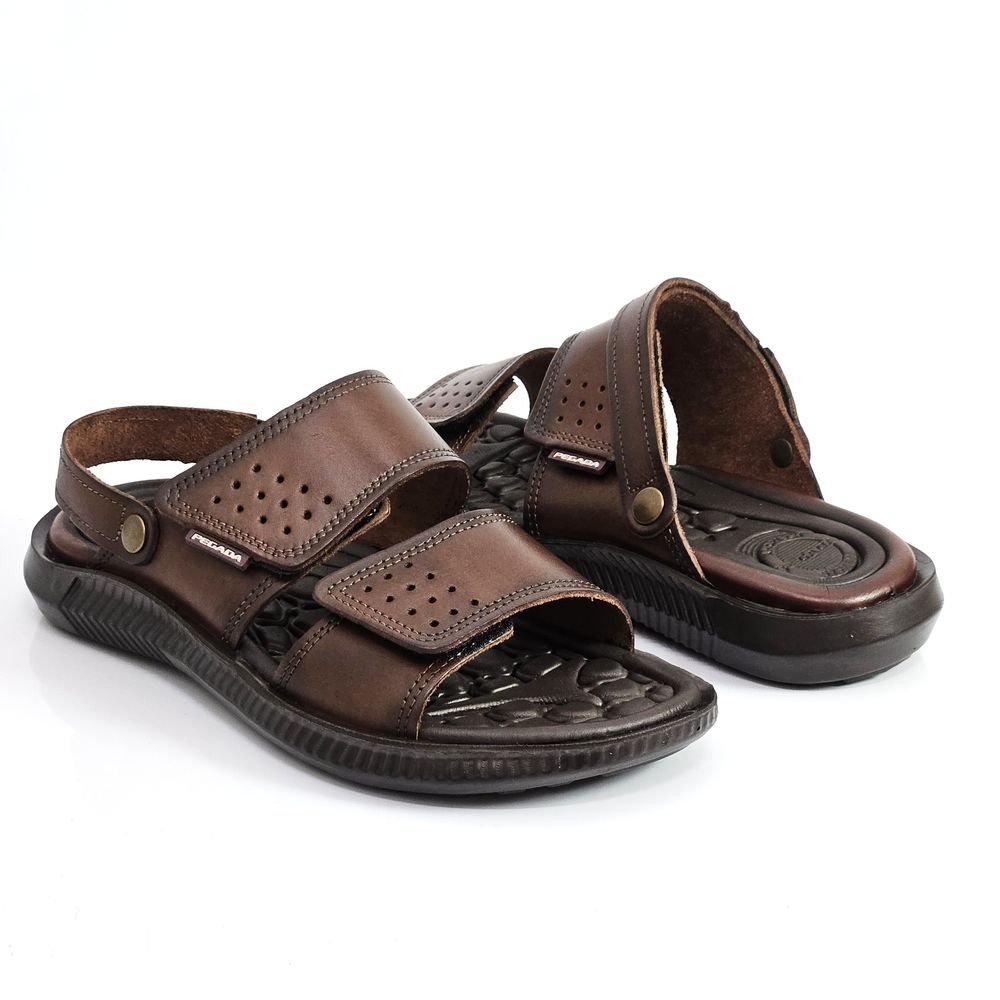Sandália Papete Masculina Pegada 2 em 1 Couro Pinhão 3