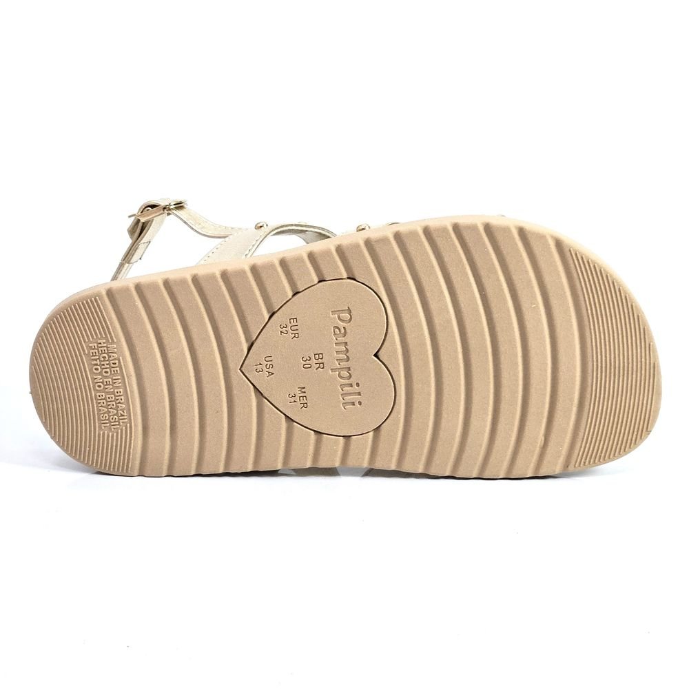 Sandália Infantil Menina Pampili Olivia Com Tiras Dourado 4