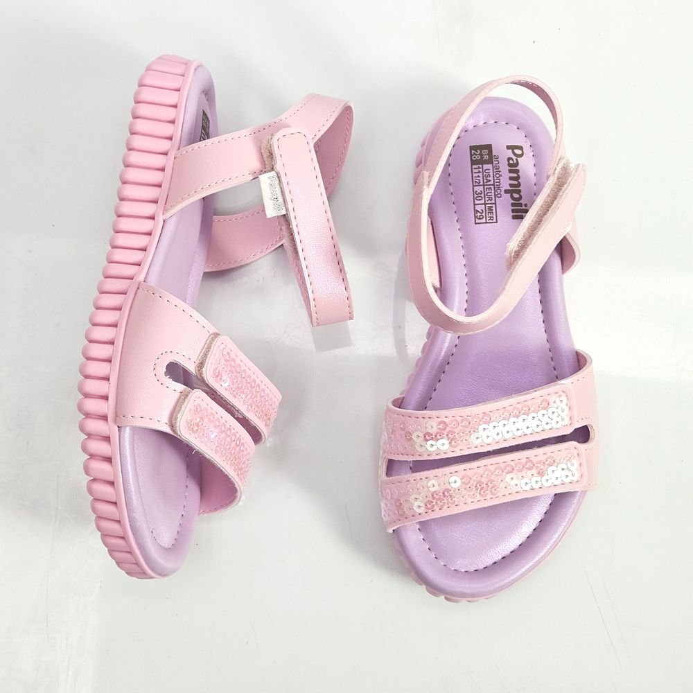Sandália Infantil Menina Pampili Candy Lantejoula Rosa 2