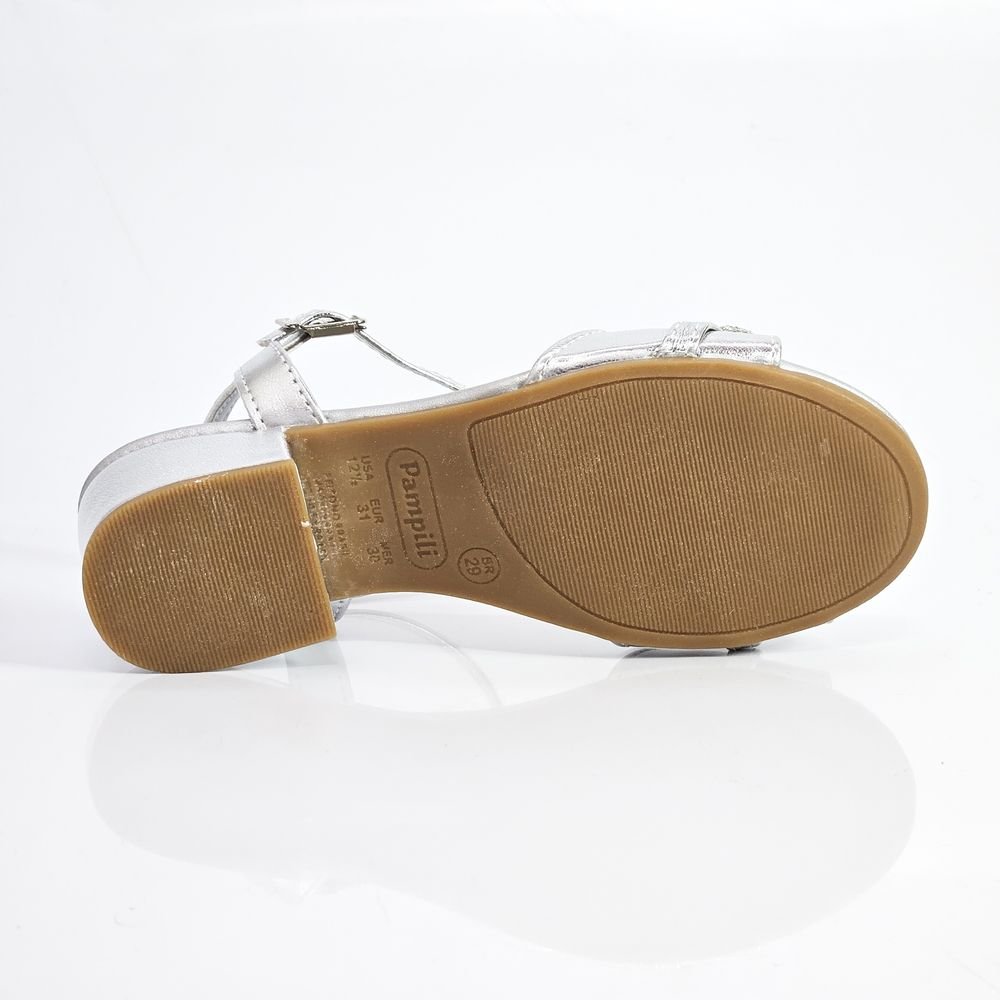 Sandália Infantil Menina Pampili Fancy Salto Laço Strass Prata 4