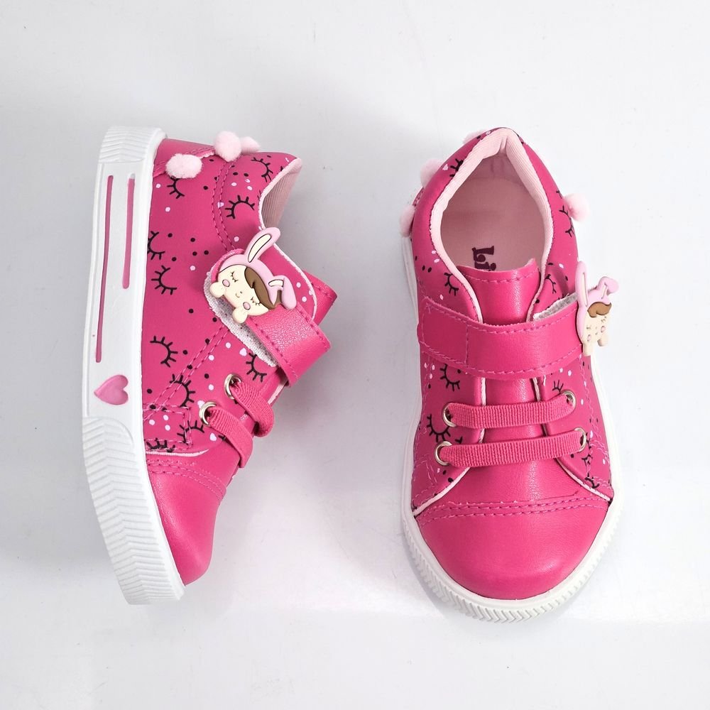 Tênis Infantil Menina Casual Linda Ju Pompom Rosa 2
